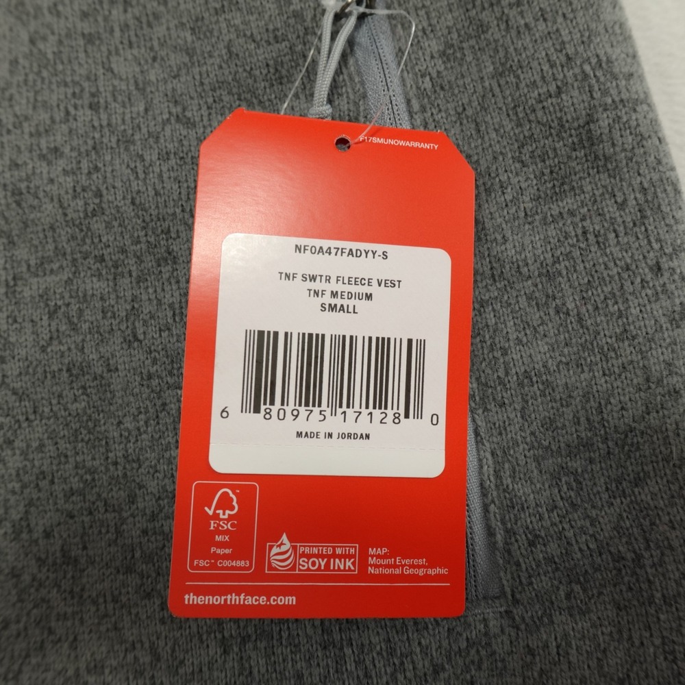 The North Face Vest Adult S/P Gray Sweater Fleece Full Zip Gorpcore Logos‎ NEW - Picture 6 of 12